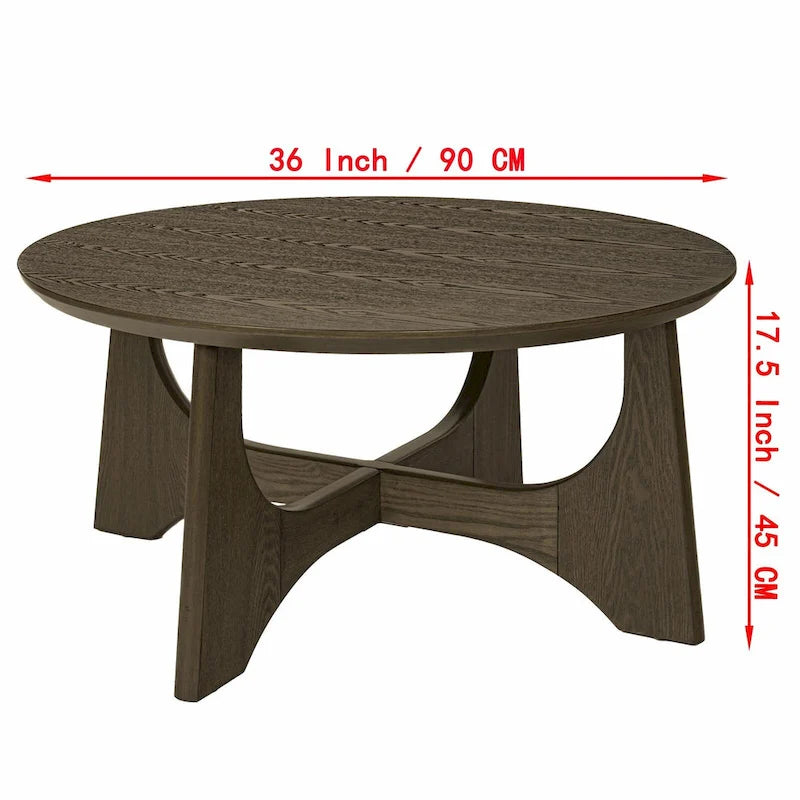 36  Round Wooden Coffee Table for Living Room