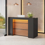 Large Reception Desk Front Desk with LED Lights for Salon Reception Room Store Office Lobby Retail Shop Clinic