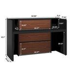 Large Reception Desk Front Desk with LED Lights for Salon Reception Room Store Office Lobby Retail Shop Clinic