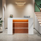 Large Reception Desk Front Desk with LED Lights for Salon Reception Room Store Office Lobby Retail Shop Clinic