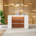 Large Reception Desk Front Desk with LED Lights for Salon Reception Room Store Office Lobby Retail Shop Clinic