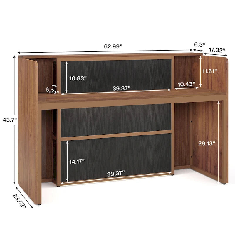 Large Reception Desk Front Desk with LED Lights for Salon Reception Room Store Office Lobby Retail Shop Clinic