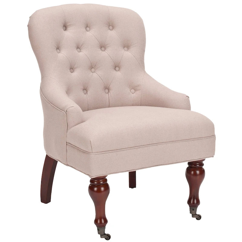 SAFAVIEH Chrissy Tufted Beige Petite Arm Chair - 23.6  x 28.7  x 34.6  - 24Wx29Dx35H
