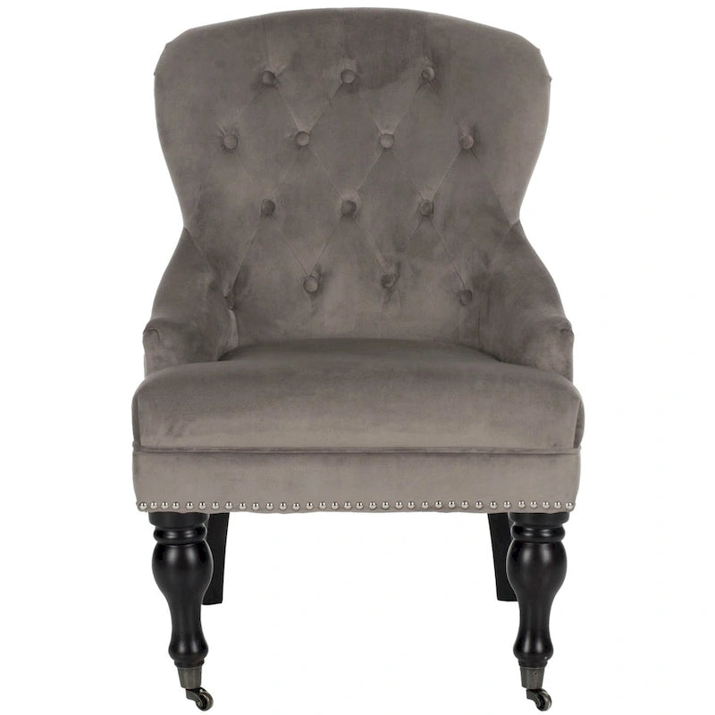SAFAVIEH Chrissy Tufted Beige Petite Arm Chair - 23.6  x 28.7  x 34.6  - 24Wx29Dx35H