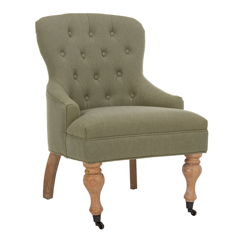 SAFAVIEH Chrissy Tufted Beige Petite Arm Chair - 23.6  x 28.7  x 34.6  - 24Wx29Dx35H