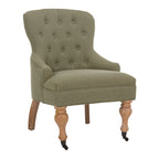 SAFAVIEH Chrissy Tufted Beige Petite Arm Chair - 23.6  x 28.7  x 34.6  - 24Wx29Dx35H