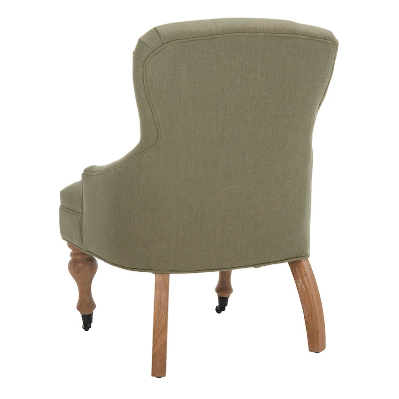 SAFAVIEH Chrissy Tufted Beige Petite Arm Chair - 23.6  x 28.7  x 34.6  - 24Wx29Dx35H