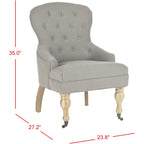 SAFAVIEH Chrissy Tufted Beige Petite Arm Chair - 23.6  x 28.7  x 34.6  - 24Wx29Dx35H