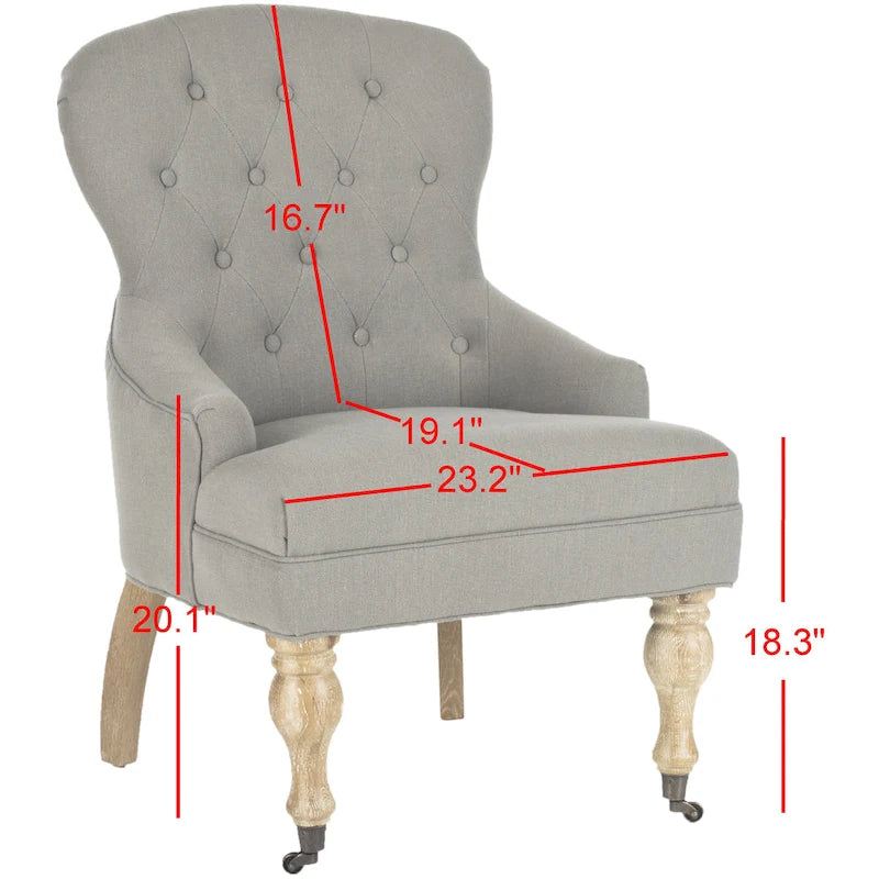 SAFAVIEH Chrissy Tufted Beige Petite Arm Chair - 23.6  x 28.7  x 34.6  - 24Wx29Dx35H