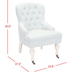 SAFAVIEH Chrissy Tufted Beige Petite Arm Chair - 23.6  x 28.7  x 34.6  - 24Wx29Dx35H