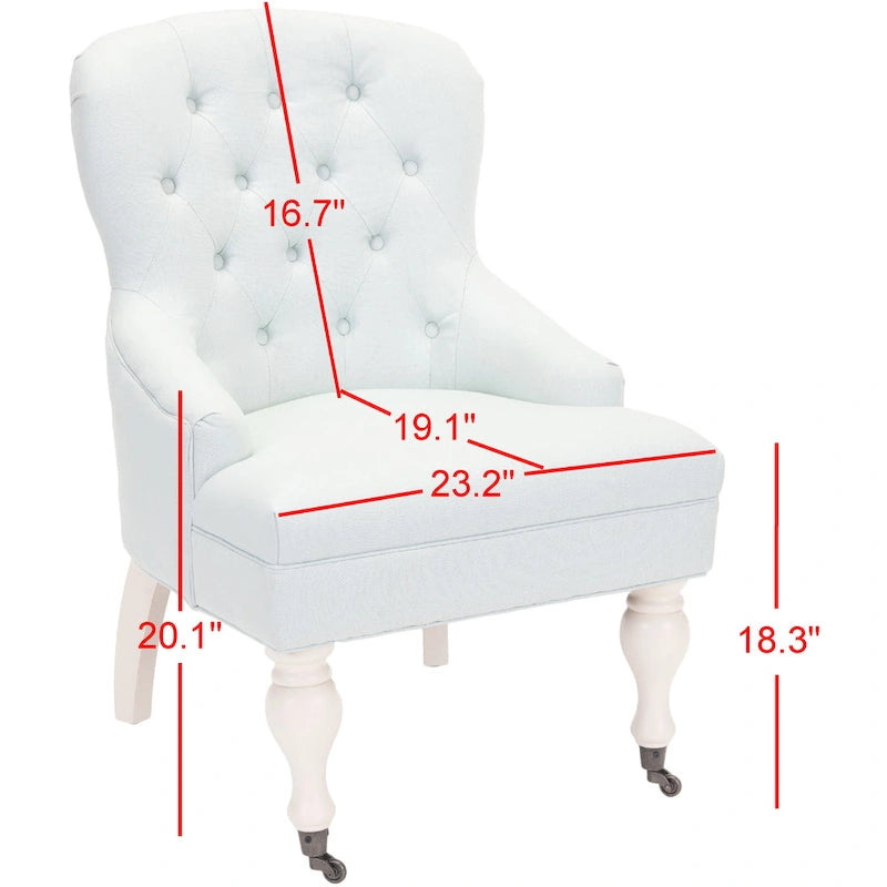 SAFAVIEH Chrissy Tufted Beige Petite Arm Chair - 23.6  x 28.7  x 34.6  - 24Wx29Dx35H