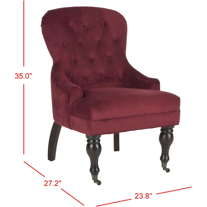 SAFAVIEH Chrissy Tufted Beige Petite Arm Chair - 23.6  x 28.7  x 34.6  - 24Wx29Dx35H