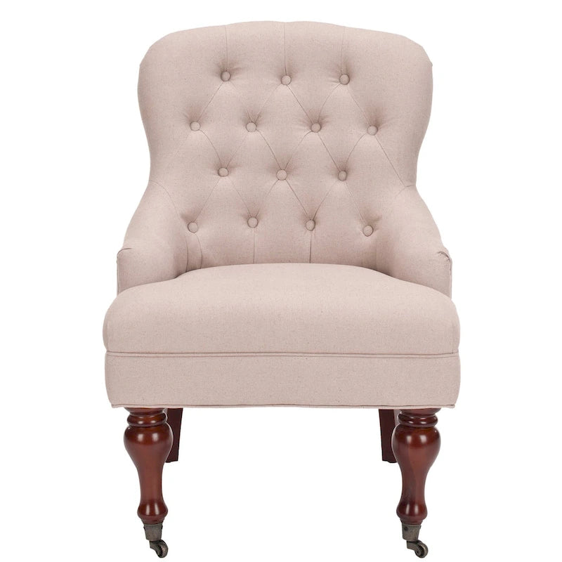 SAFAVIEH Chrissy Tufted Beige Petite Arm Chair - 23.6  x 28.7  x 34.6  - 24Wx29Dx35H