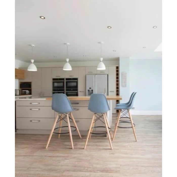 Set of 2 Modern 28  Color Seat Height DSW Molded Armless Plastic Counter Bar Stool Natural Wood Eiffel Dowel Legs Kitchen