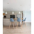 Set of 2 Modern 28  Color Seat Height DSW Molded Armless Plastic Counter Bar Stool Natural Wood Eiffel Dowel Legs Kitchen