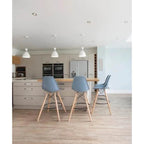 Set of 2 Modern 28  Color Seat Height DSW Molded Armless Plastic Counter Bar Stool Natural Wood Eiffel Dowel Legs Kitchen