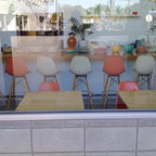 Set of 2 Modern 28  Color Seat Height DSW Molded Armless Plastic Counter Bar Stool Natural Wood Eiffel Dowel Legs Kitchen