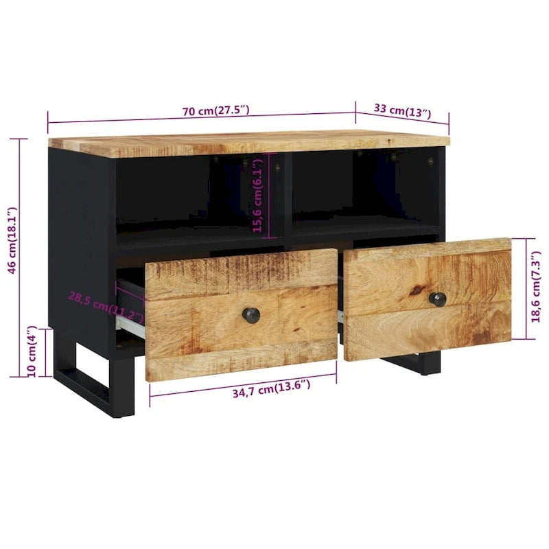 vidaXL TV Stand 27.6 x13 x18.1  Solid Wood Mango