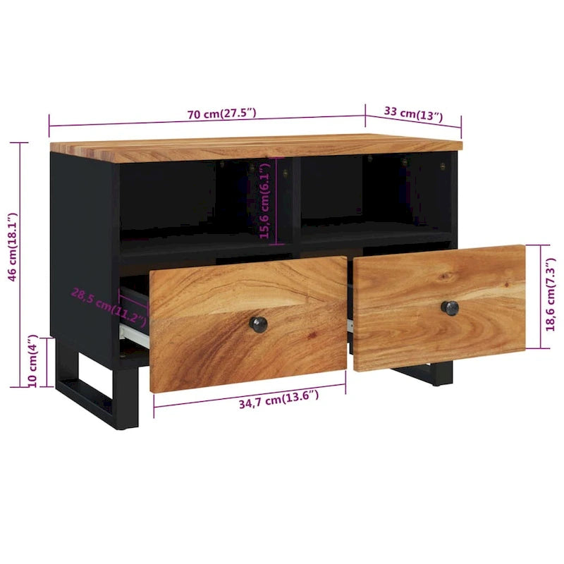 vidaXL TV Stand 27.6 x13 x18.1  Solid Wood Mango