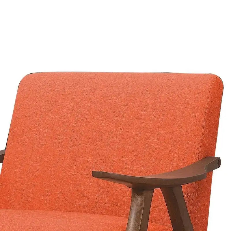 Fabric Upholstered Accent Chair with Curved Armrests, Orange - 31.5 H x 32 W x 28.5 L