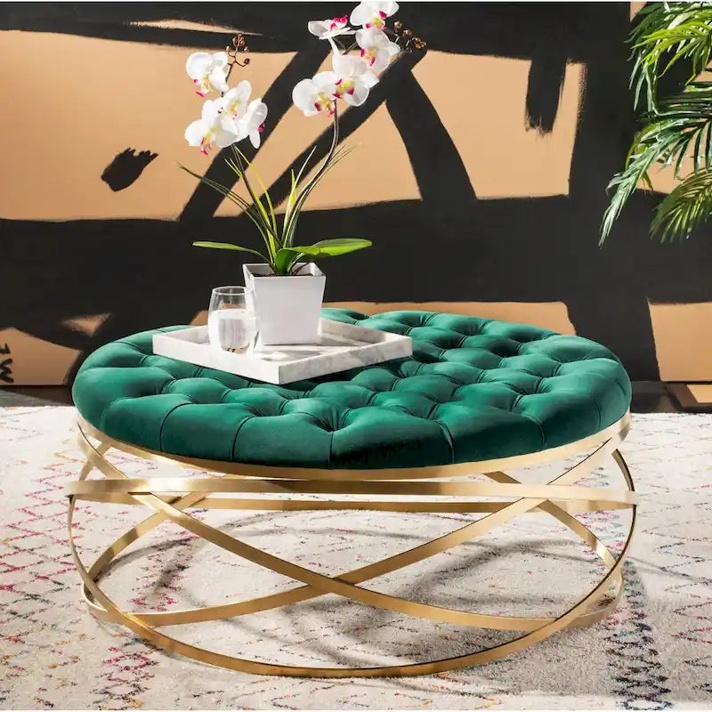 SAFAVIEH Couture Betta Tufted Velvet Ottoman
