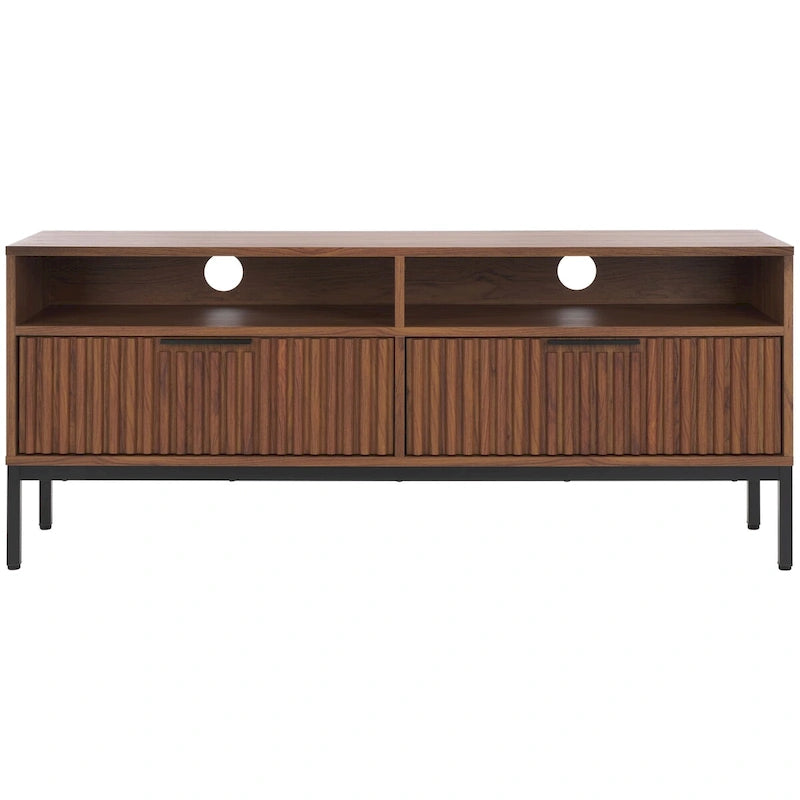 SAFAVIEH Alyse 2-Drawer 2-Shelf Entertainment Media Stand (Fits Up To 65  Flatscreen TV) - 60.4 In. x 15.6 In. x 24.8 In.