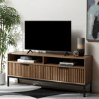 SAFAVIEH Alyse 2-Drawer 2-Shelf Entertainment Media Stand (Fits Up To 65  Flatscreen TV) - 60.4 In. x 15.6 In. x 24.8 In.