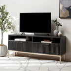 SAFAVIEH Alyse 2-Drawer 2-Shelf Entertainment Media Stand (Fits Up To 65  Flatscreen TV) - 60.4 In. x 15.6 In. x 24.8 In.