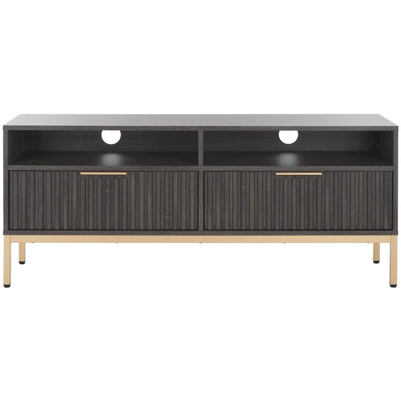 SAFAVIEH Alyse 2-Drawer 2-Shelf Entertainment Media Stand (Fits Up To 65  Flatscreen TV) - 60.4 In. x 15.6 In. x 24.8 In.