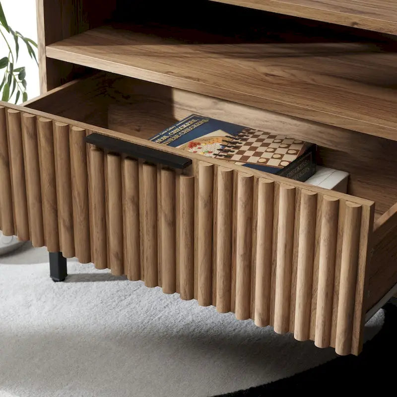 SAFAVIEH Alyse 2-Drawer 2-Shelf Entertainment Media Stand (Fits Up To 65  Flatscreen TV) - 60.4 In. x 15.6 In. x 24.8 In.