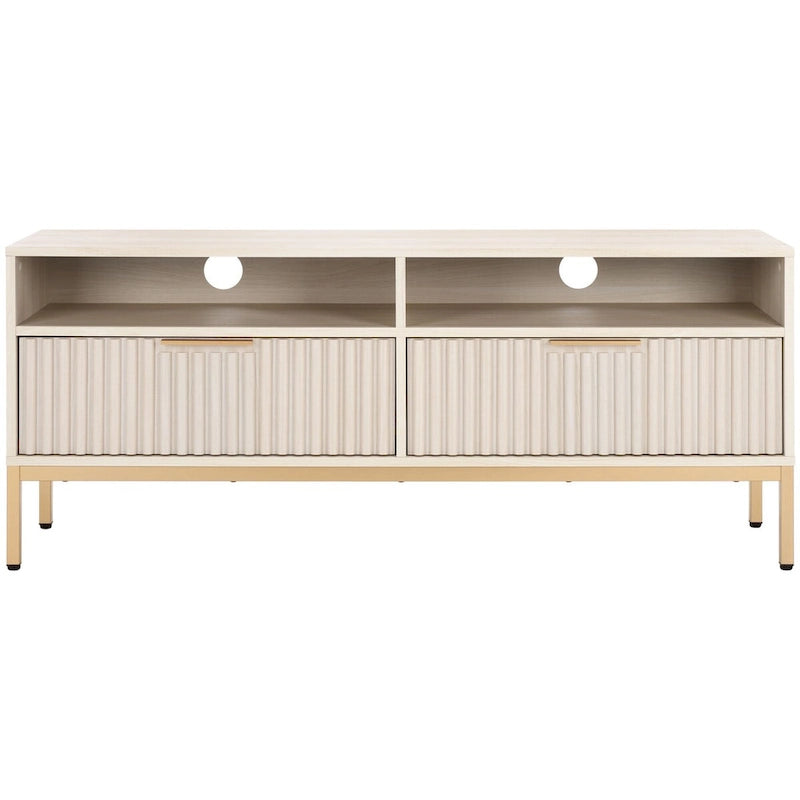 SAFAVIEH Alyse 2-Drawer 2-Shelf Entertainment Media Stand (Fits Up To 65  Flatscreen TV) - 60.4 In. x 15.6 In. x 24.8 In.