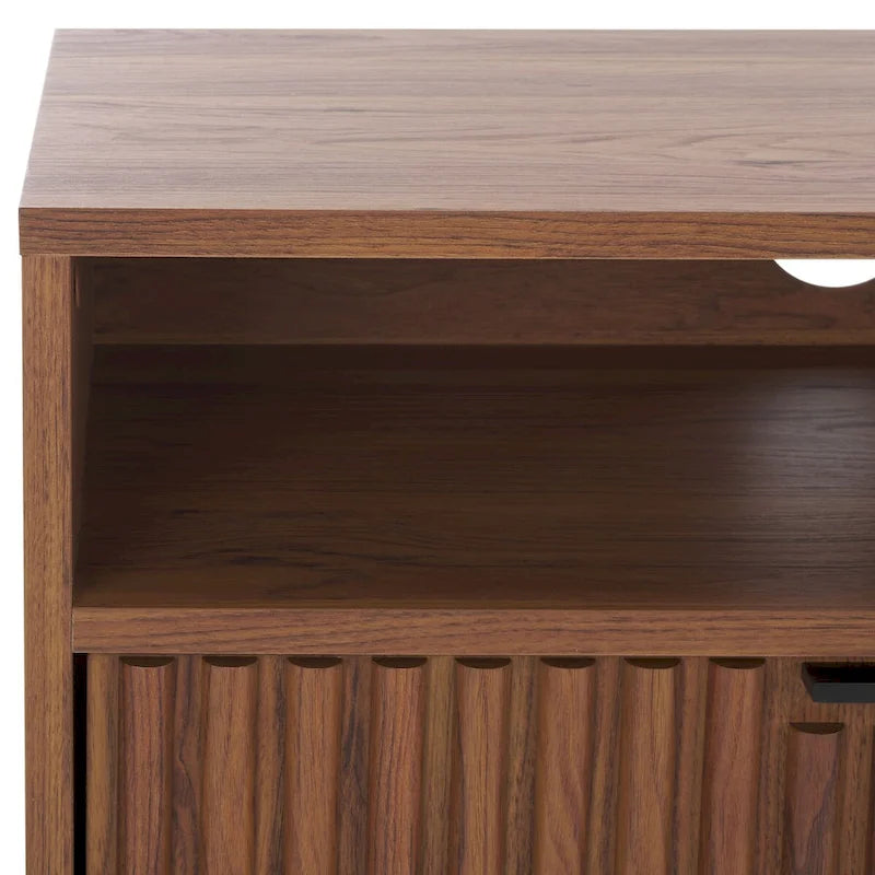 SAFAVIEH Alyse 2-Drawer 2-Shelf Entertainment Media Stand (Fits Up To 65  Flatscreen TV) - 60.4 In. x 15.6 In. x 24.8 In.