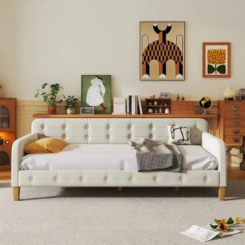 Twin Size Upholstered Dayed with 4 Support Legs