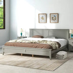 Modern Solid Wood King Platform Bed, Elegant and Durable