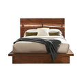 Zeko Queen Size Platform Plinth Bed with Natural Edge, Walnut Brown Wood