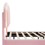 2-Pieces Bedroom Sets Full/Twin Size Flower-Shaped Upholstered LED Platform Bed with Storage Ottoman-Sherpa Fabric