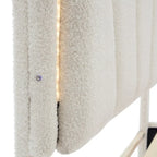 2-Pieces Bedroom Sets Full/Twin Size Flower-Shaped Upholstered LED Platform Bed with Storage Ottoman-Sherpa Fabric