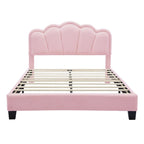 2-Pieces Bedroom Sets Full/Twin Size Flower-Shaped Upholstered LED Platform Bed with Storage Ottoman-Sherpa Fabric
