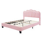 2-Pieces Bedroom Sets Full/Twin Size Flower-Shaped Upholstered LED Platform Bed with Storage Ottoman-Sherpa Fabric