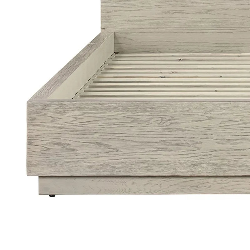Joni Modern Wood King Platform Bed Frame, Tall Headboard, Low Profile, Gray