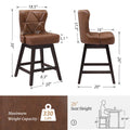 LUE BONA 26 in. Mid-Century Modern Swivel Bar Stools Faux Leather and Linen Counter Stools with Wood FrameSet of 3