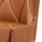 LUE BONA 26 in. Mid-Century Modern Swivel Bar Stools Faux Leather and Linen Counter Stools with Wood FrameSet of 3