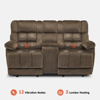 MCombo Power Loveseat Recliner with Console, Vibration and Heat, USB Charge Ports RS6234