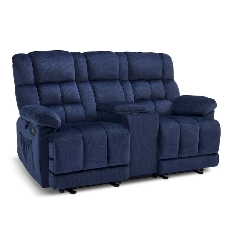 MCombo Power Loveseat Recliner with Console, Vibration and Heat, USB Charge Ports RS6234