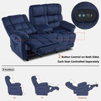 MCombo Power Loveseat Recliner with Console, Vibration and Heat, USB Charge Ports RS6234