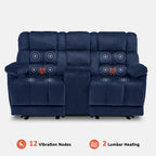 MCombo Power Loveseat Recliner with Console, Vibration and Heat, USB Charge Ports RS6234