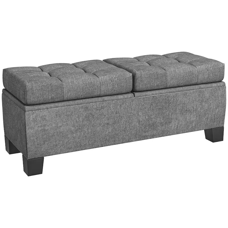 Button Tufted Storage Bench with Safety Hinges