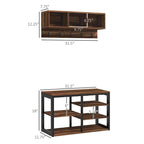 2-in-1 Hall Tree Shoe Bench Set with Coat Rack5-Hook