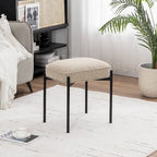 Single Rectangle Ottoman Tufted Lamb Fleece Foot Stool