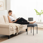 Single Rectangle Ottoman Tufted Lamb Fleece Foot Stool